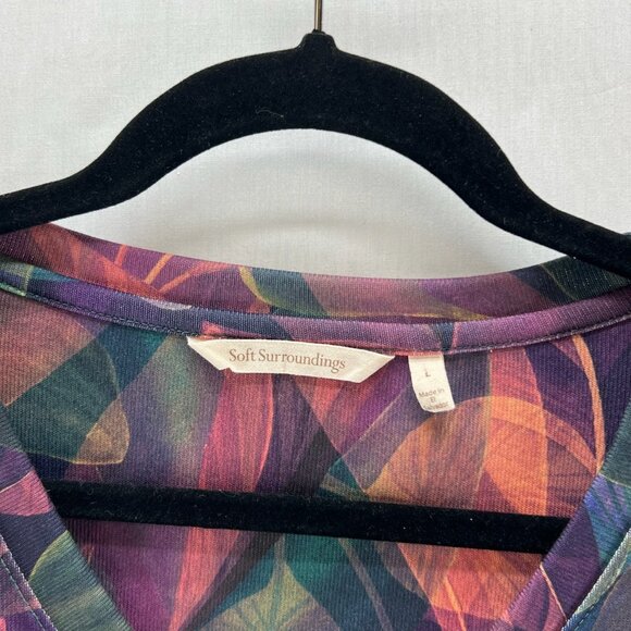 Soft Surroundings  2EE74 Alila 3/4 Sleeves Tunic L Wide Hem Botanical Multicolor - Picture 12 of 13